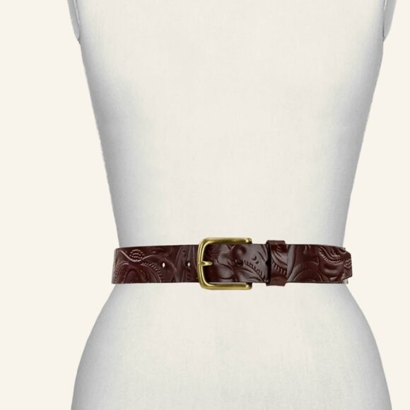 NWT Patricia Nash Womens Florence Brown Leather Vietri Belt Embossed Small main image 5